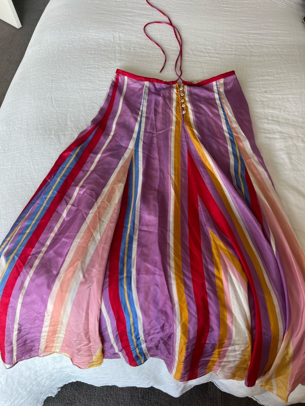 Rare / discontinued Caslazur Beaulah 100% silk high waist striped maxi skirt